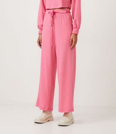 Pantalón Pantalona en Ribana Texturizada con Lazo de Cuerda 2