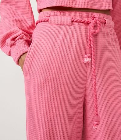 Pantalón Pantalona en Ribana Texturizada con Lazo de Cuerda 4