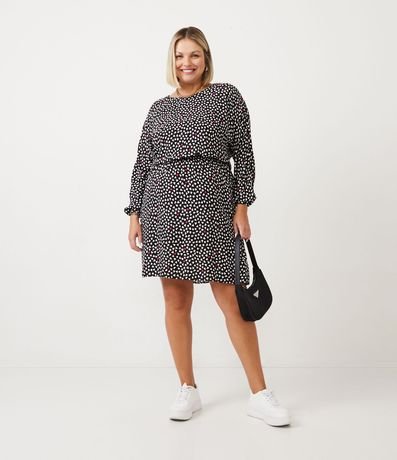Vestido Corto en Viscosa con Estampado de Corazón y Elástico en la Cintura Curve & Plus Size 2
