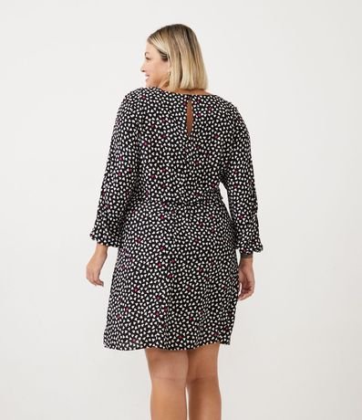 Vestido Corto en Viscosa con Estampado de Corazón y Elástico en la Cintura Curve & Plus Size 3