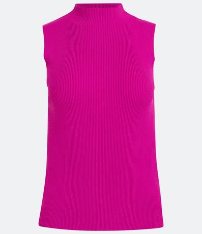 Blusa Musculosa Básica de Punto con Cuello Alto 7