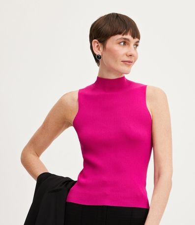 Blusa Musculosa Básica de Punto con Cuello Alto 2