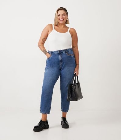 Pantalón Mom Jeans con Bolsillo Bordado Curve & Plus Size 1