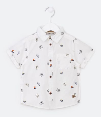 Camisa Infantil con Pequeño Bolsillo y Estampado Surtido Estilo College - Talle 1 a 5 años