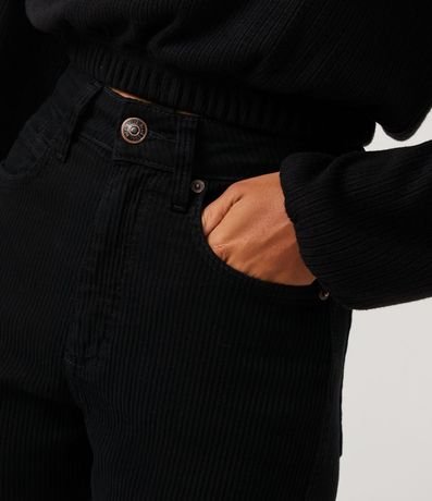 Pantalón Flare Cintura Alta en Sarga Acanalada con Bolsillos 4