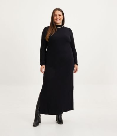 Vestido Midi en Ribana con Cuello Alto Curve & Plus Size 1