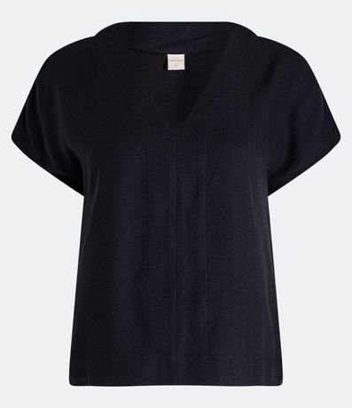 Blusa en Twill con Escote V