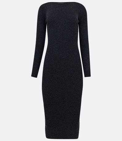 Vestido Midi de Punto Ajustado y con Cuello Barco 5