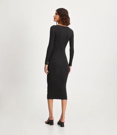 Vestido Midi de Punto Ajustado y con Cuello Barco 4