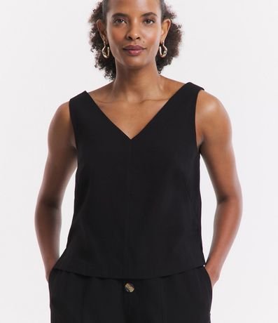 Blusa sin Manga en Liocel con Escote V y Pence na sisa 4