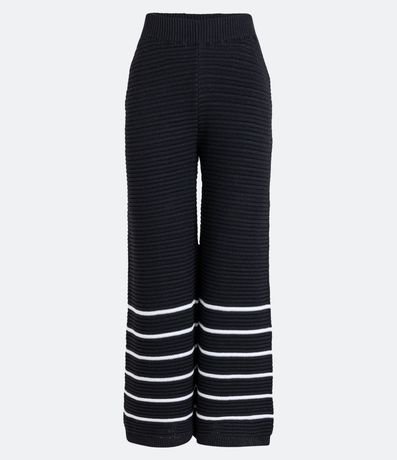 Pantalón Pantalona en Punto Canalé con Rayas en la Barra 1