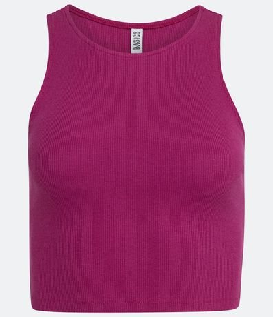 Blusa Cropped sin Manga en Ribana con Cuello Redondo 7