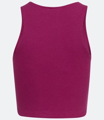 Blusa Cropped sin Manga en Ribana con Cuello Redondo 8