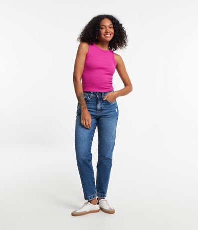 Blusa Cropped sin Manga en Ribana con Cuello Redondo 3
