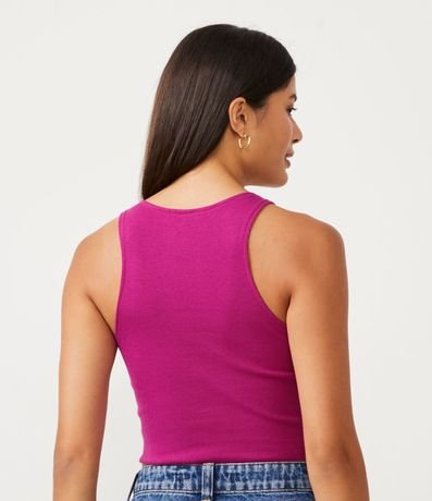 Blusa Cropped sin Manga en Ribana con Cuello Redondo 4