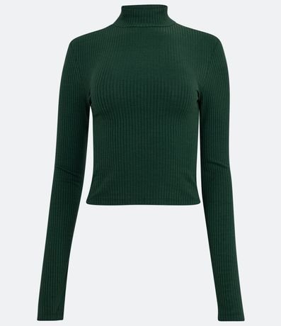 Blusa Cropped en Viscosa Texturizada con Cuello Largo 1