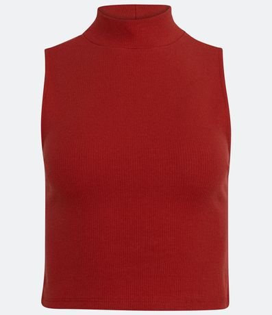 Blusa Cropped Básica sin Manga en Algodón con Cuello Alto 6