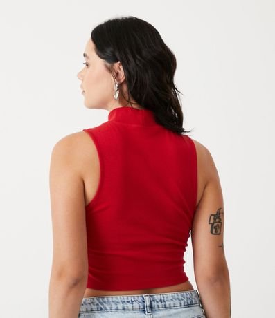 Blusa Cropped Básica sin Manga en Algodón con Cuello Alto 3
