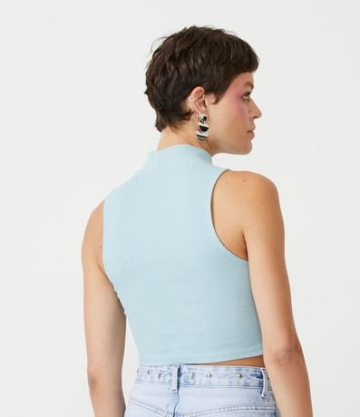 Blusa Cropped Básica sin Manga en Algodón con Cuello Alto 4