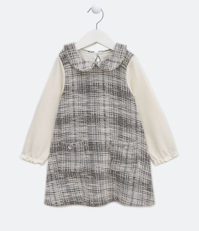 Vestido Infantil con Sobreposición Textura de Cuadros y Botón de Corazón - Talle 1 a 5 años 1