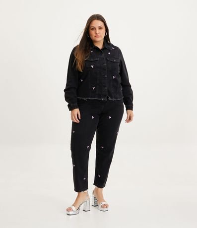Pantalón Mom Jeans con Corazones Aplicados Curve & Plus Size