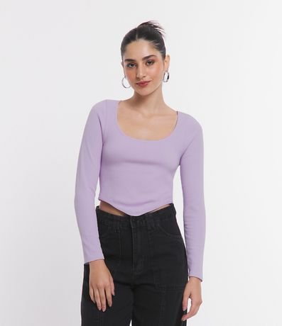 Blusa en Poliamida con Bajo en V y Textura Acanalada 1