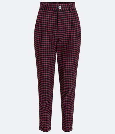 Pantalón Carrot Sastrería con Bolsillos y Estampa de Cuadros 5