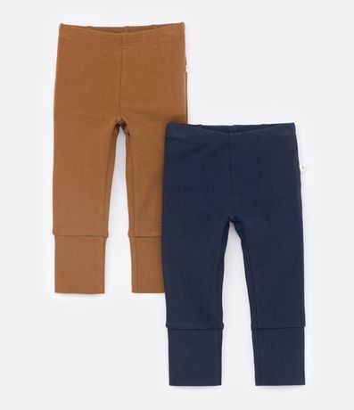 Kit 02 Pantalones Básicos Infantiles en Suedine con Puños Largos - Talle 0 a 18 meses