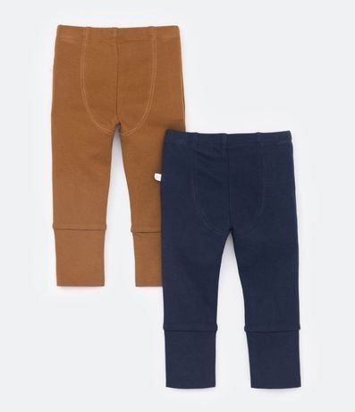 Kit 02 Pantalones Básicos Infantiles en Suedine con Puños Largos - Talle 0 a 18 meses 2