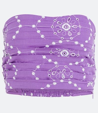 Top Sin Breteles en Algodón con Bordados Geométricos 1