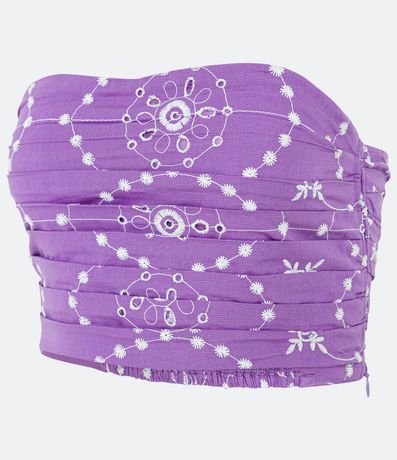 Top Sin Breteles en Algodón con Bordados Geométricos 3