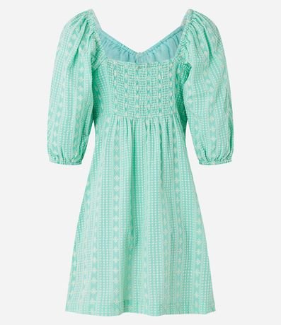 Vestido Corto con Lazo y Mangas Bufantes Estampa Boho 3