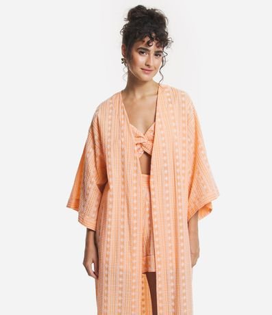 Kimono Largo en Laise con Estampado Boho