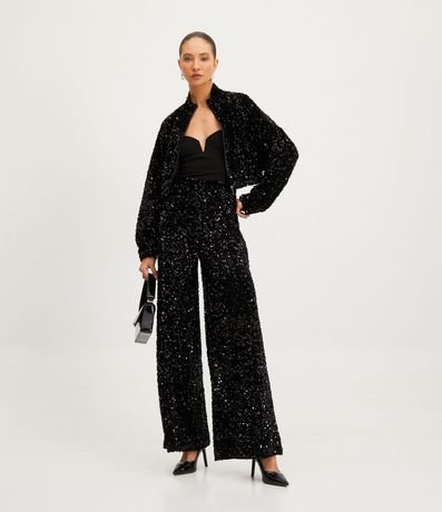 Pantalón Pantalona en Lentejuelas Metalizadas 1