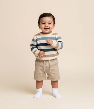 Bermuda Básica Infantil en Sarga con Cordón en la Cintura - Talle 0 a 18 meses