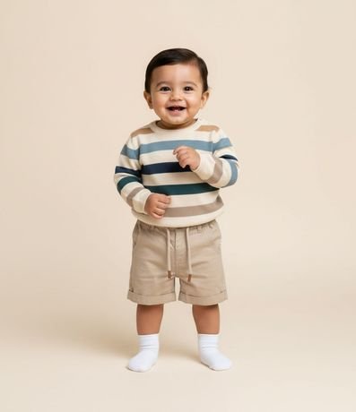 Bermuda Básica Infantil en Sarga con Cordón en la Cintura - Talle 0 a 18 meses 2