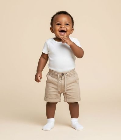 Bermuda Básica Infantil en Sarga con Cordón en la Cintura - Talle 0 a 18 meses
