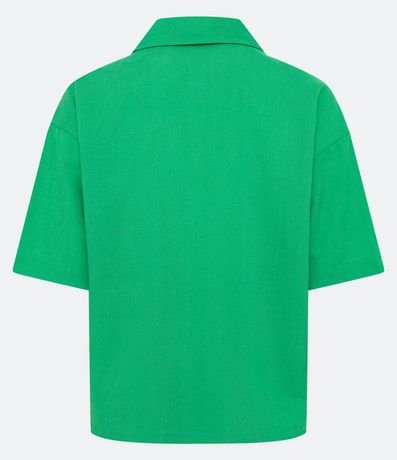 Camisa Manga Corta en Viscolino con Botones Geométricos 6