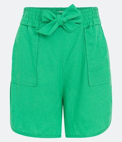 Short Runner Cintura Mediana en Viscolino con Lazo en la Cintura