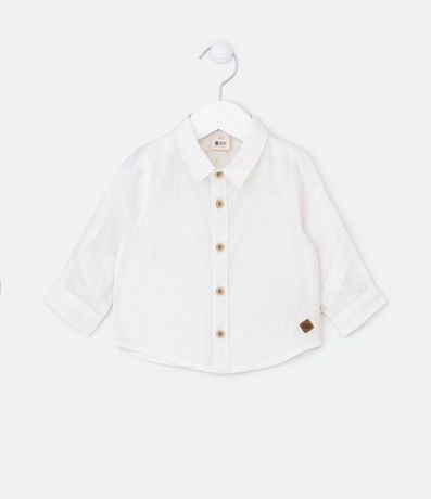Camisa Infantil en Lino con Botones de Madera - Talle 0 a 18 meses