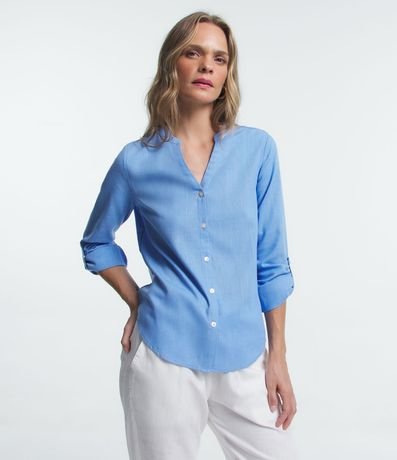 Camisa en Viscolino con Escote V 2