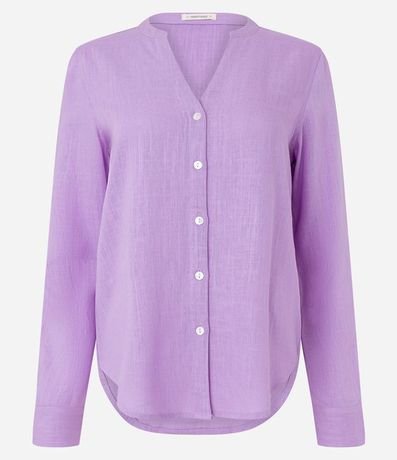 Camisa en Viscolino con Escote V 6