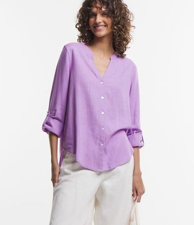 Camisa en Viscolino con Escote V 2
