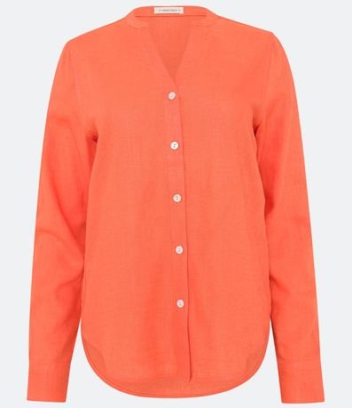 Camisa en Viscolino con Escote V 6