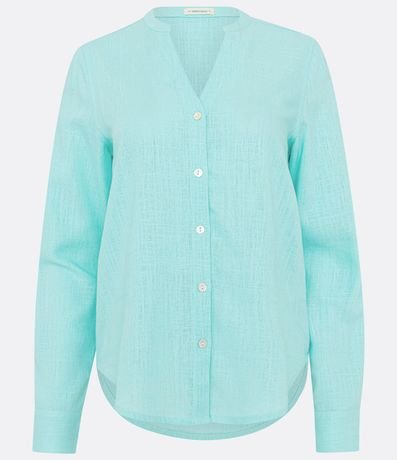Camisa en Viscolino con Escote V 7