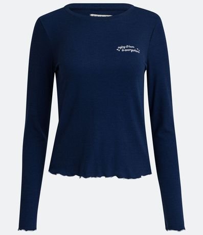 Blusa de Pijama en Ribana con Bordado en el Pecho 1