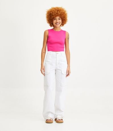 Blusa Musculosa Cropped en Viscosa Acanalada 2