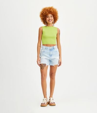 Blusa Musculosa Cropped en Viscosa Acanalada 2