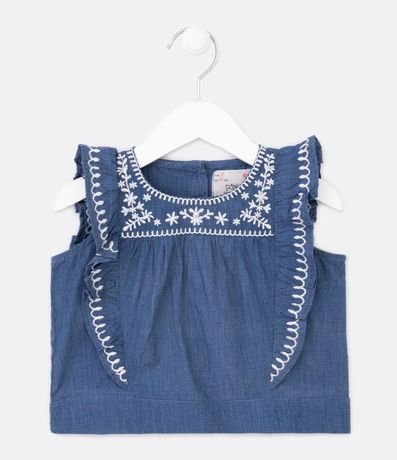 Conjunto Infantil en Lino con Bordados y Volados - Talle 1 a 5 años 2