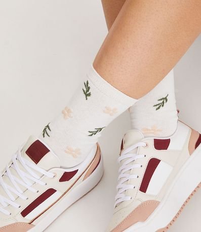 Kit  05 Medias Caña Larga en Algodón con Estampado de Flores 6